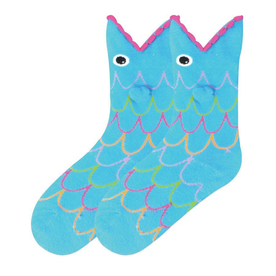 Wide Mouth Fish Socks Children&#39;s Crew Sock Blue