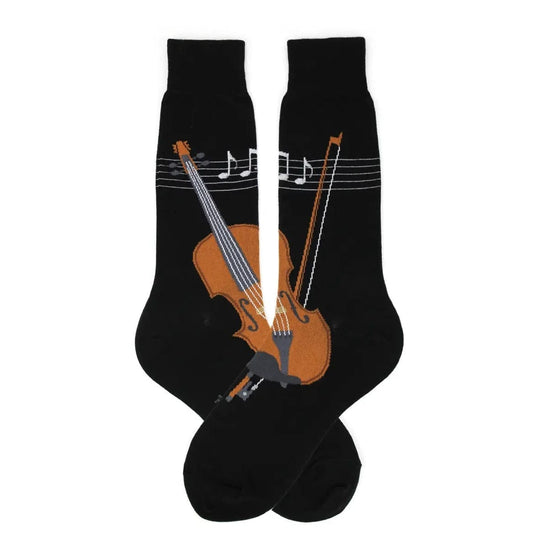 Musical Strings Men's Crew Socks Black