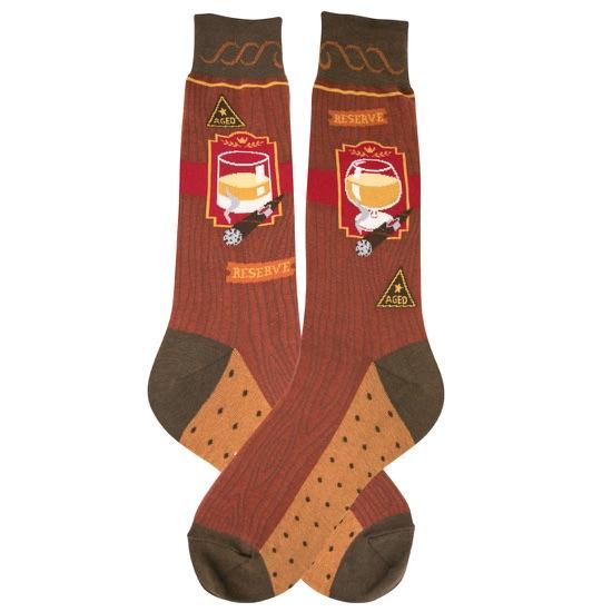 Bourbon and Cigar Socks for Men red