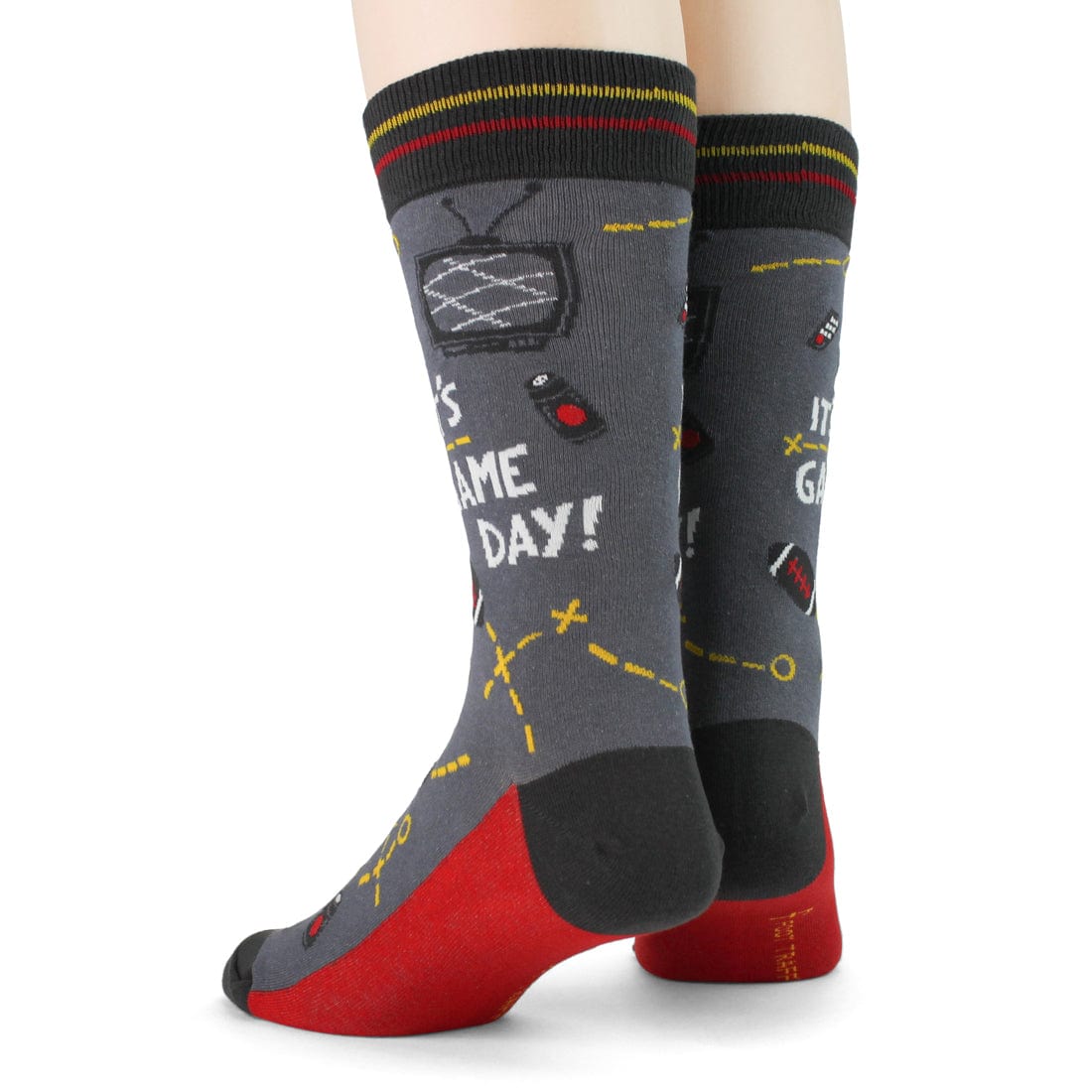 Game Day Red Gold Men's Crew Socks Black