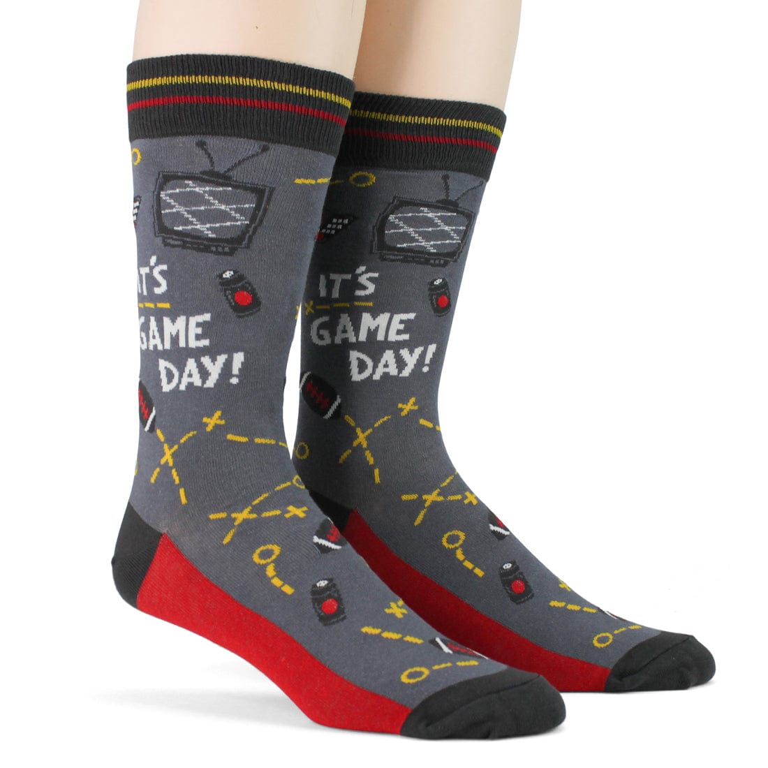 Game Day Red Gold Men's Crew Socks Black