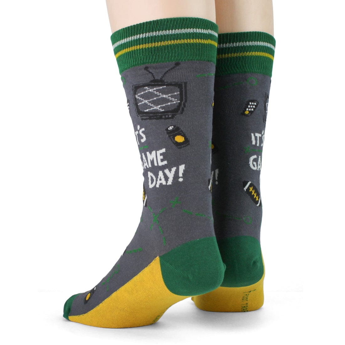 Game Day Green Yellow Men's Crew Socks Green