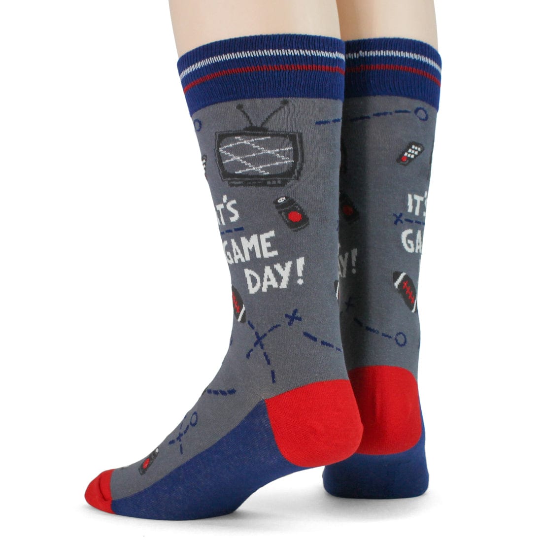 Game Day Red Blue Men&#39;s Crew Socks Red