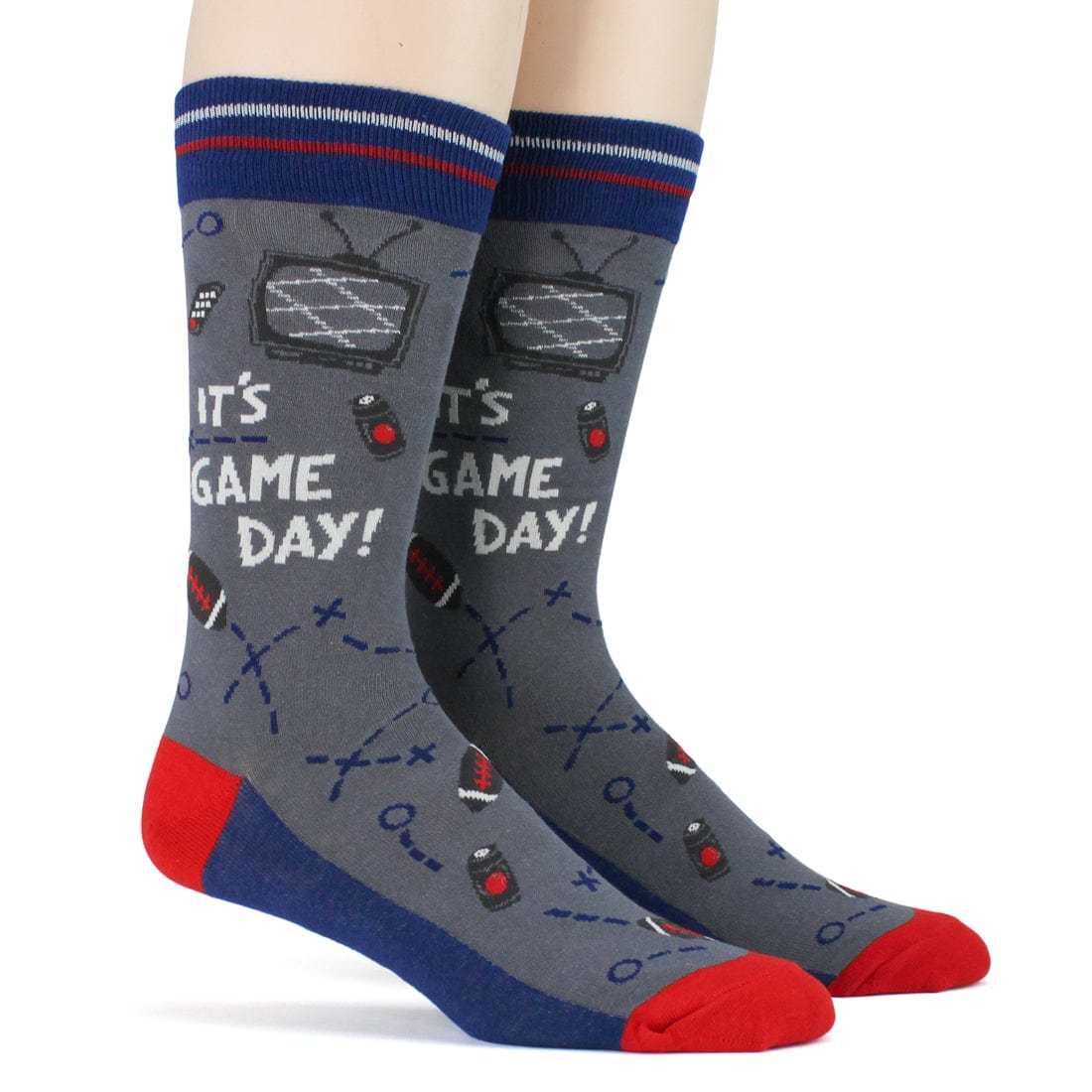 Game Day Red Blue Men&#39;s Crew Socks Red