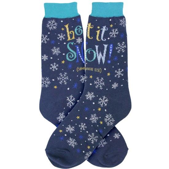 Let It Snow Blue Women&#39;s Crew Socks Blue