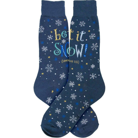 Let It Snow Blue Men's Crew Socks Blue
