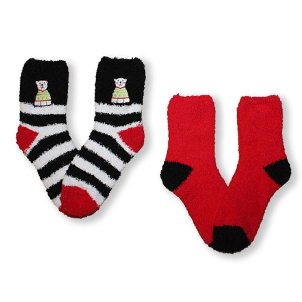 Fuzzy Polar Bear Women’s 2 Pack Socks Red