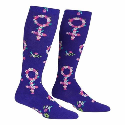 Femme-Powerment Socks Wide Calf Women's Knee-High Sock Blue