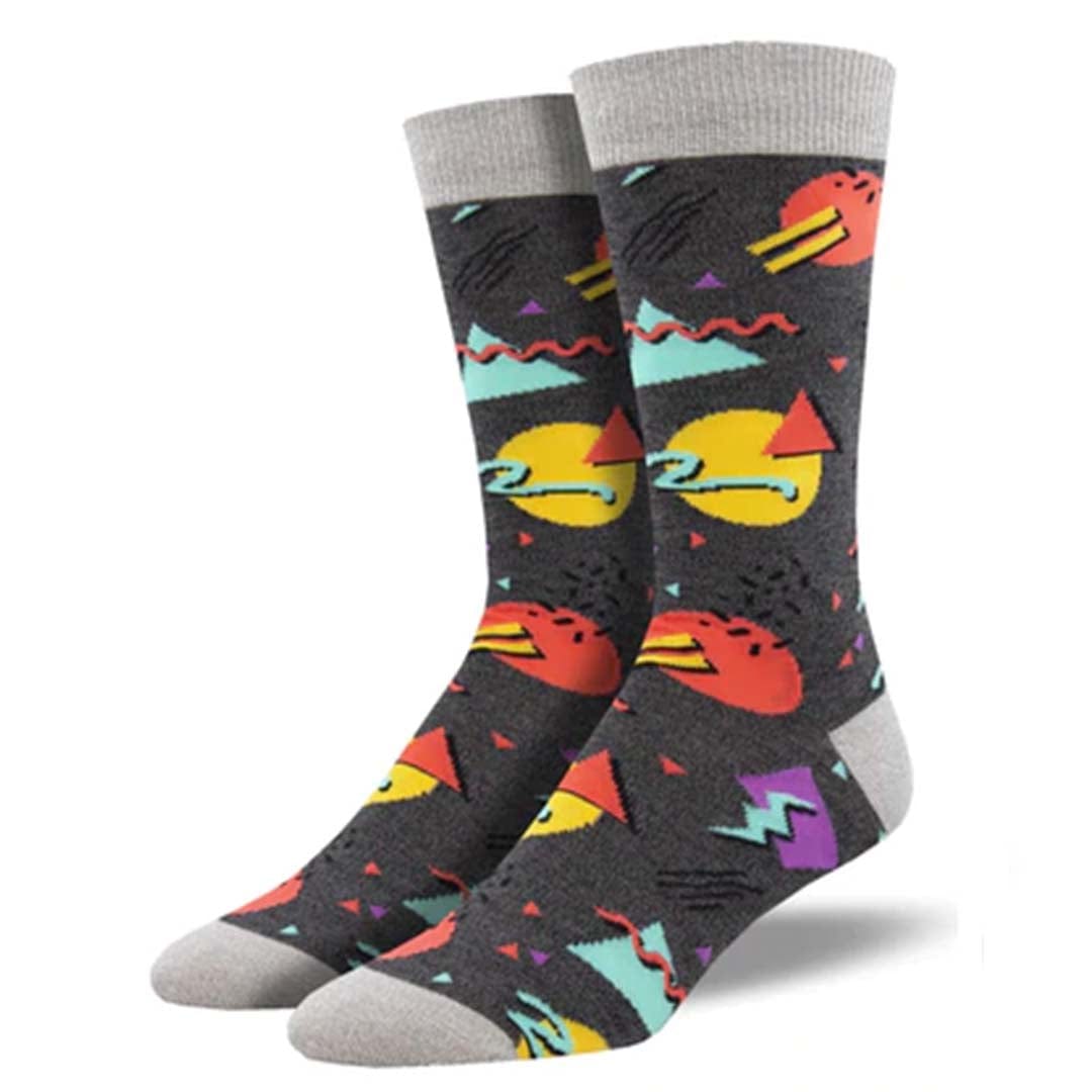 90s Vibes Bamboo Men's Crew Socks Charcoal