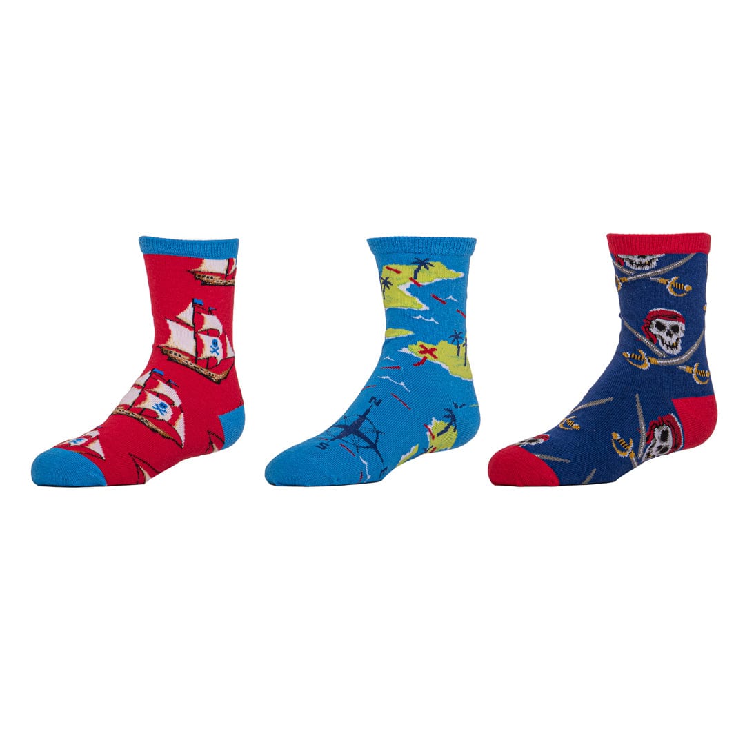 A Pirate&#39;s Life Crew Sock 3 Pack Blue/Red / 7-10