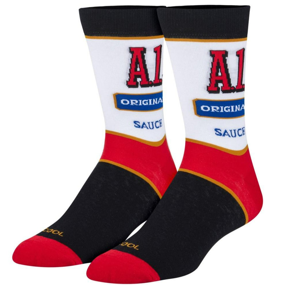 A1 Steak Sauce Men's Crew Socks Black