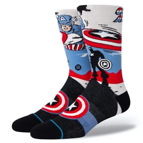 Captain America Marquee Men's Crew Sock White / Blue