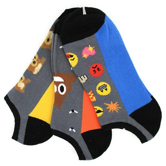 Emoji Men's No Show 3 Pack Multi