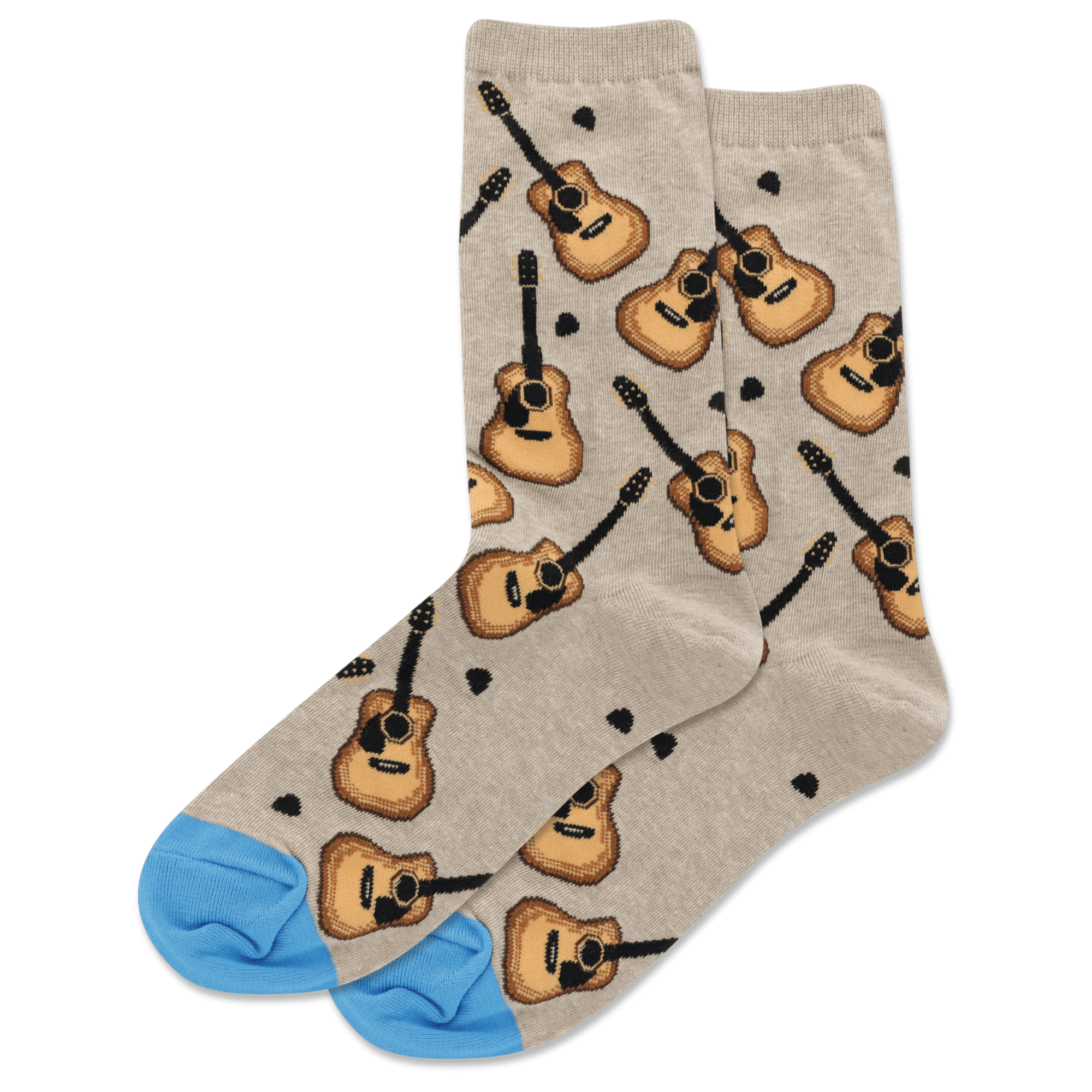 Acoustic Guitars Women's Crew Socks Tan