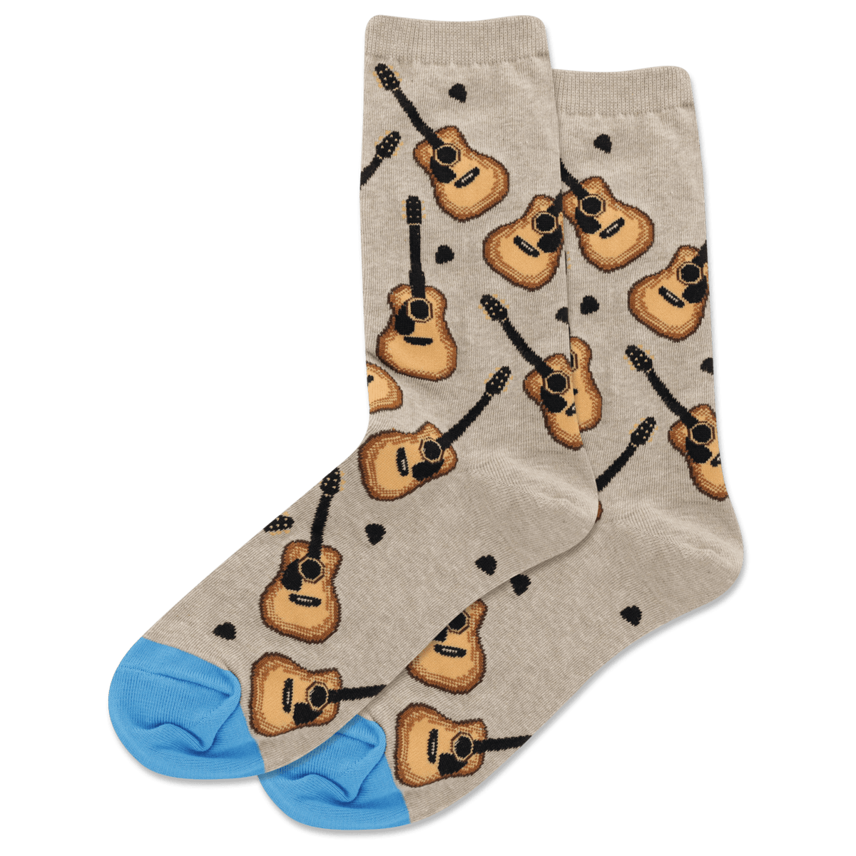 Acoustic Guitars Women&#39;s Crew Socks Tan