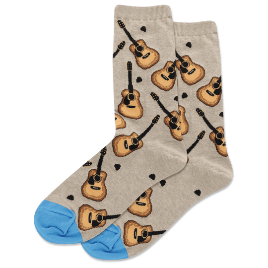 Acoustic Guitars Women's Crew Socks Tan