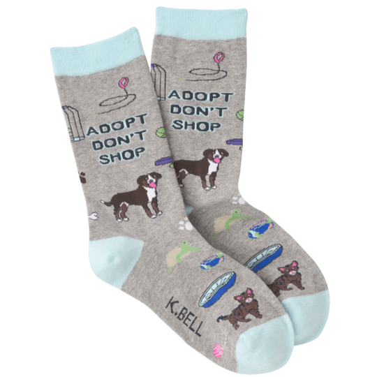 Adopt Don't Shop Women's Crew Socks Grey