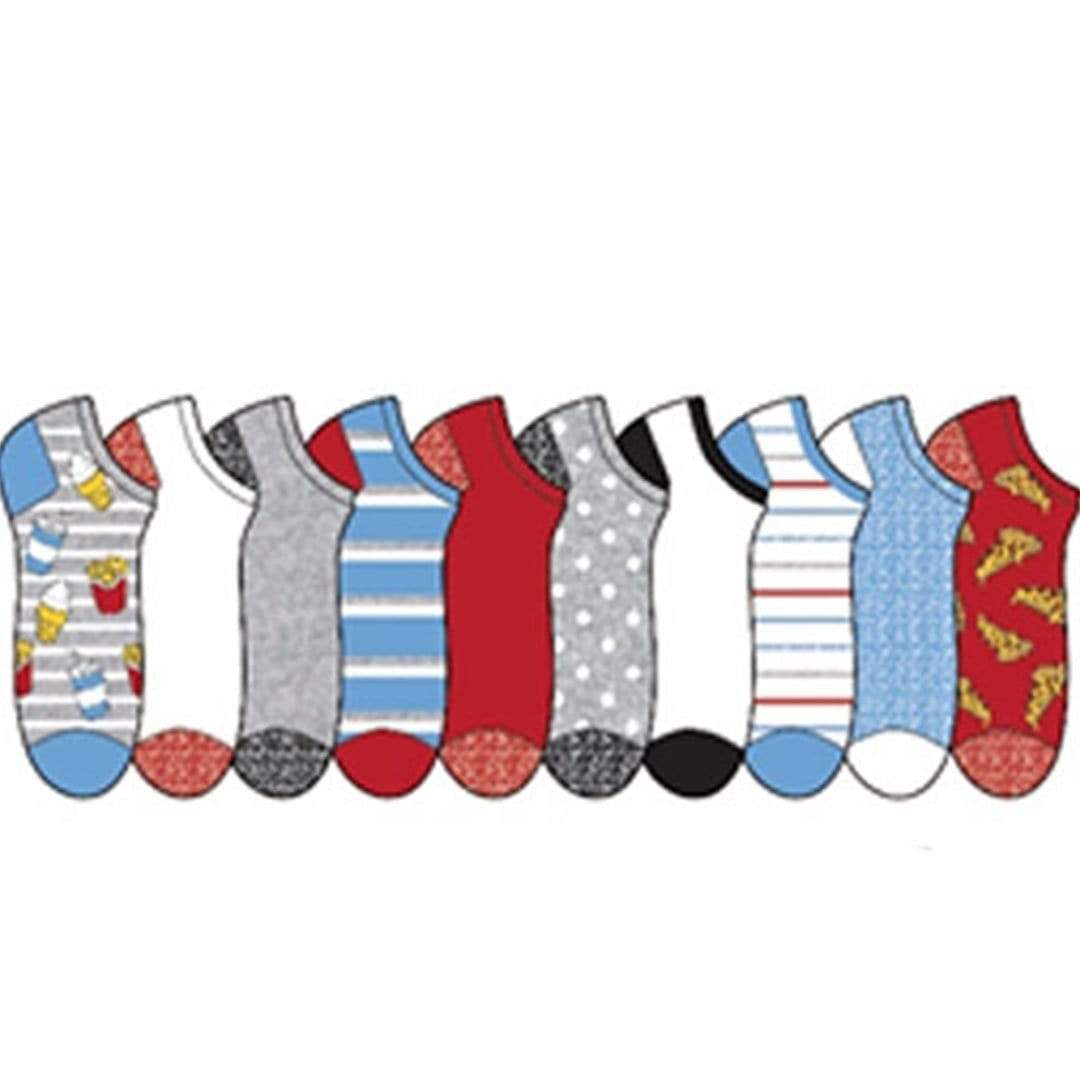 Fast Food Novelty No Show Socks 10 Pack Multi
