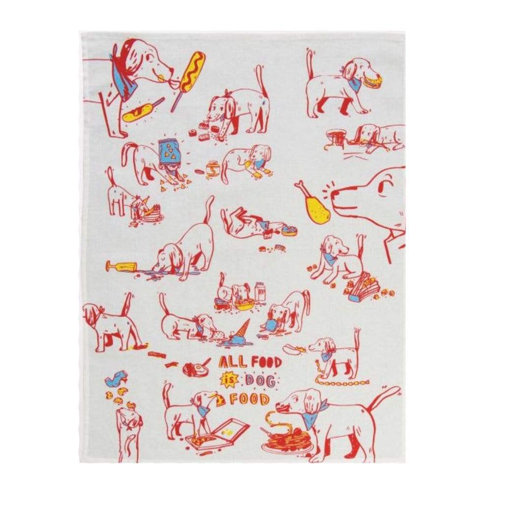 All Food Is Dog Food Dish Towel White / Red