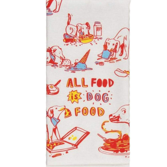All Food Is Dog Food Dish Towel White / Red