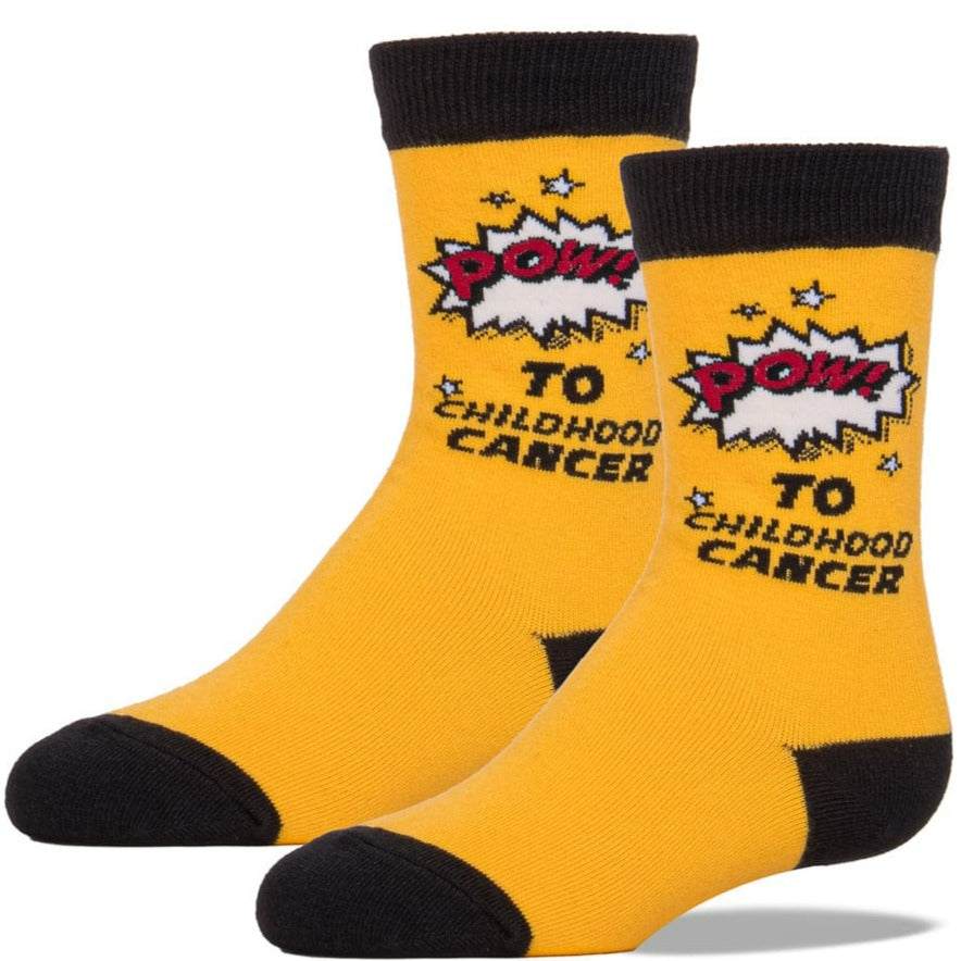 American Cancer Society POW To Cancer Children's Crew Socks Gold
