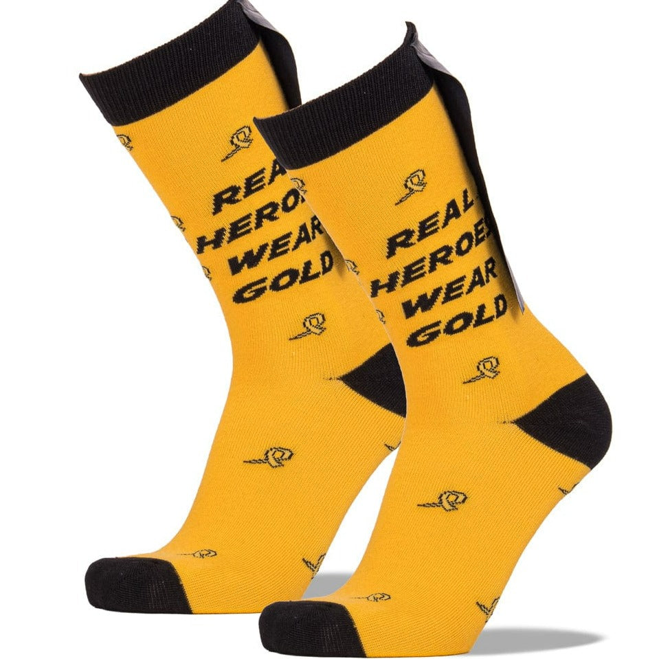 American Cancer Society Super Hero Cape Unisex Crew Socks Gold