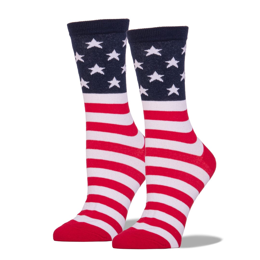 American Flag Sock Women&#39;s Crew Sock Navy