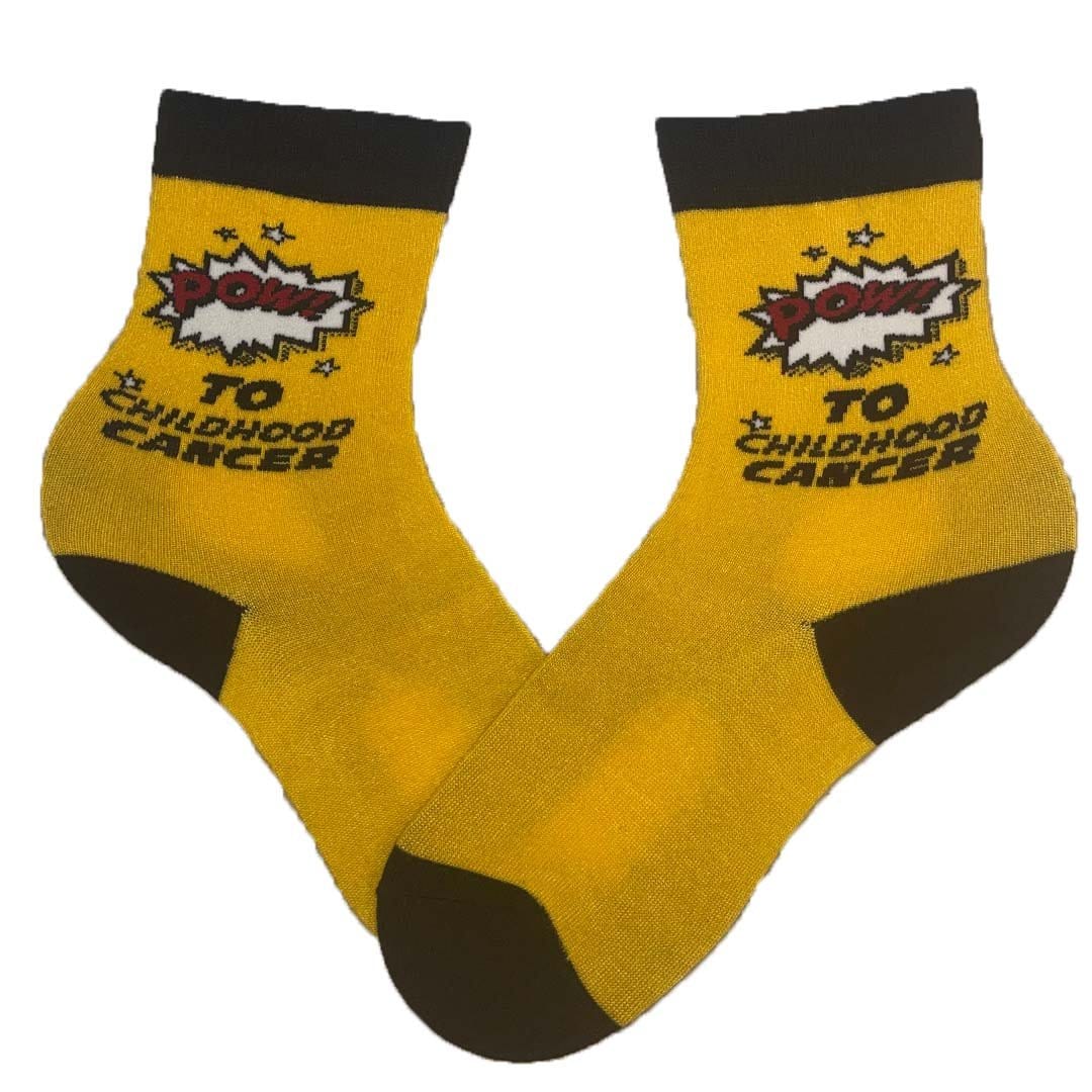 American Cancer Society POW To Cancer Children's Crew Sock Gold