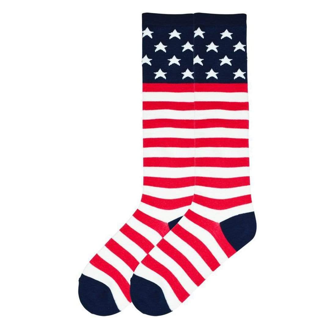 American Flag Sock Women&#39;s Knee High Sock Red