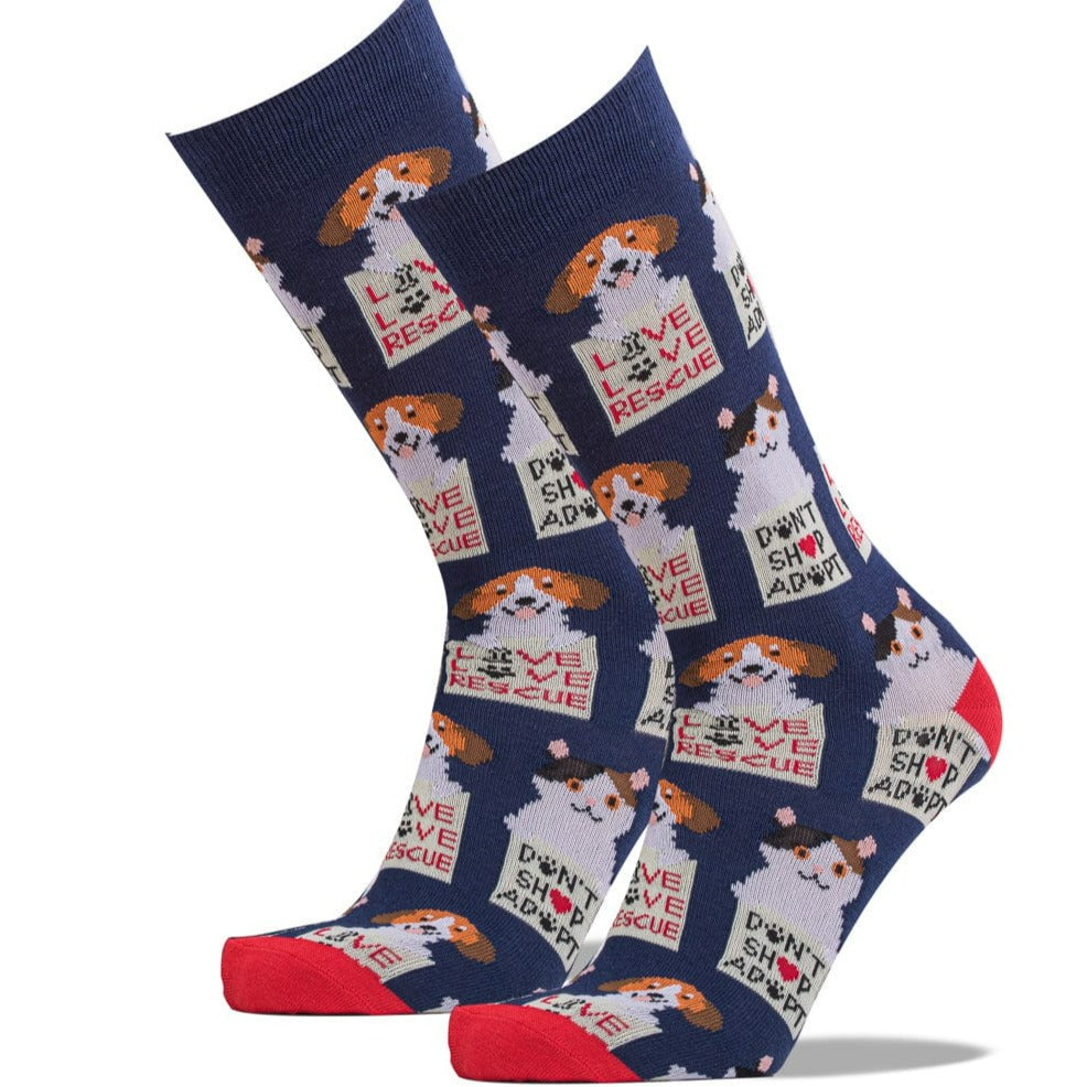 Animal Rescue Pets Adopt Don't Shop Socks Navy / Men's