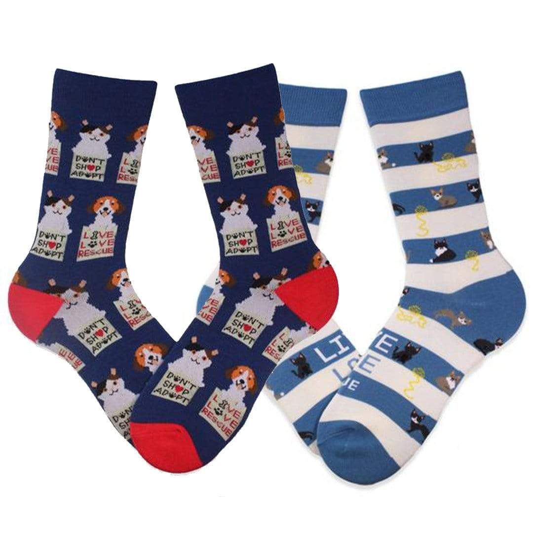 Animal Rescue Cat Crew 2 Pack Socks Women's / Multi
