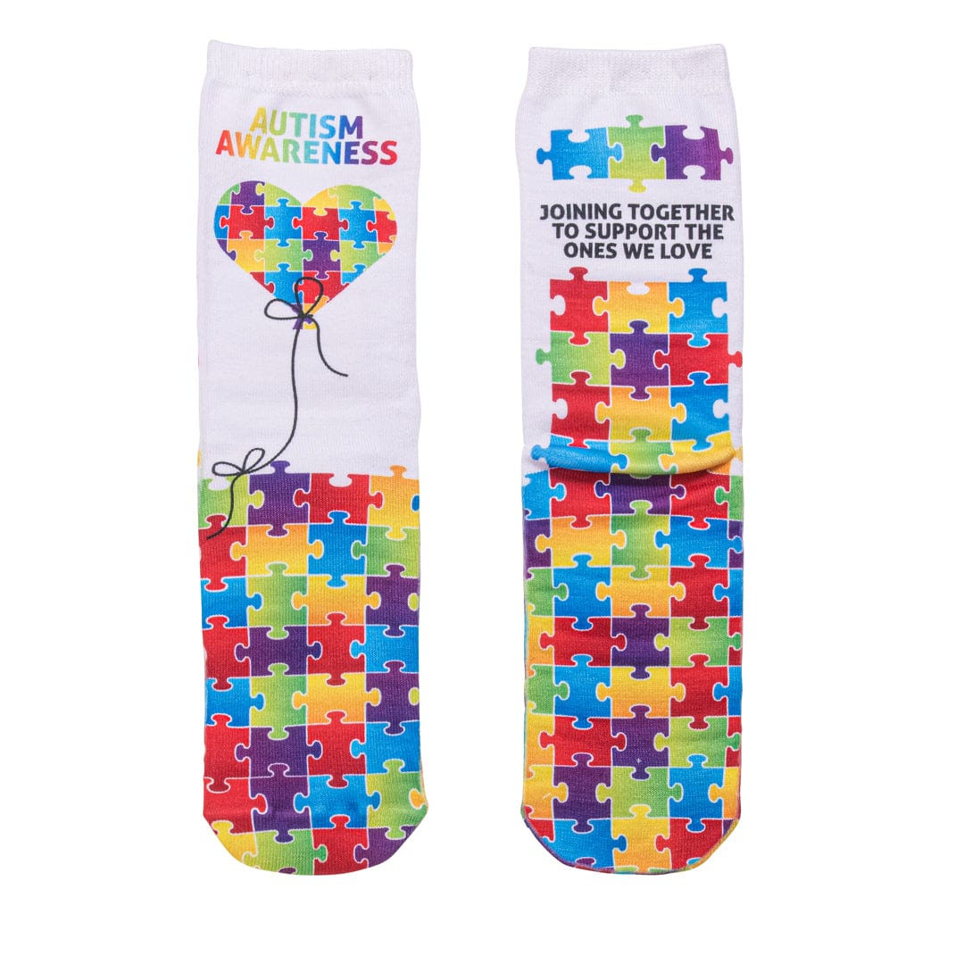 Autism Awareness Heart Balloon Crew Socks OSFM / Multi