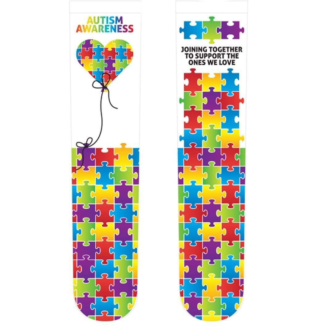 Autism Awareness Heart Balloon Unisex Crew Socks OSFM / Multi