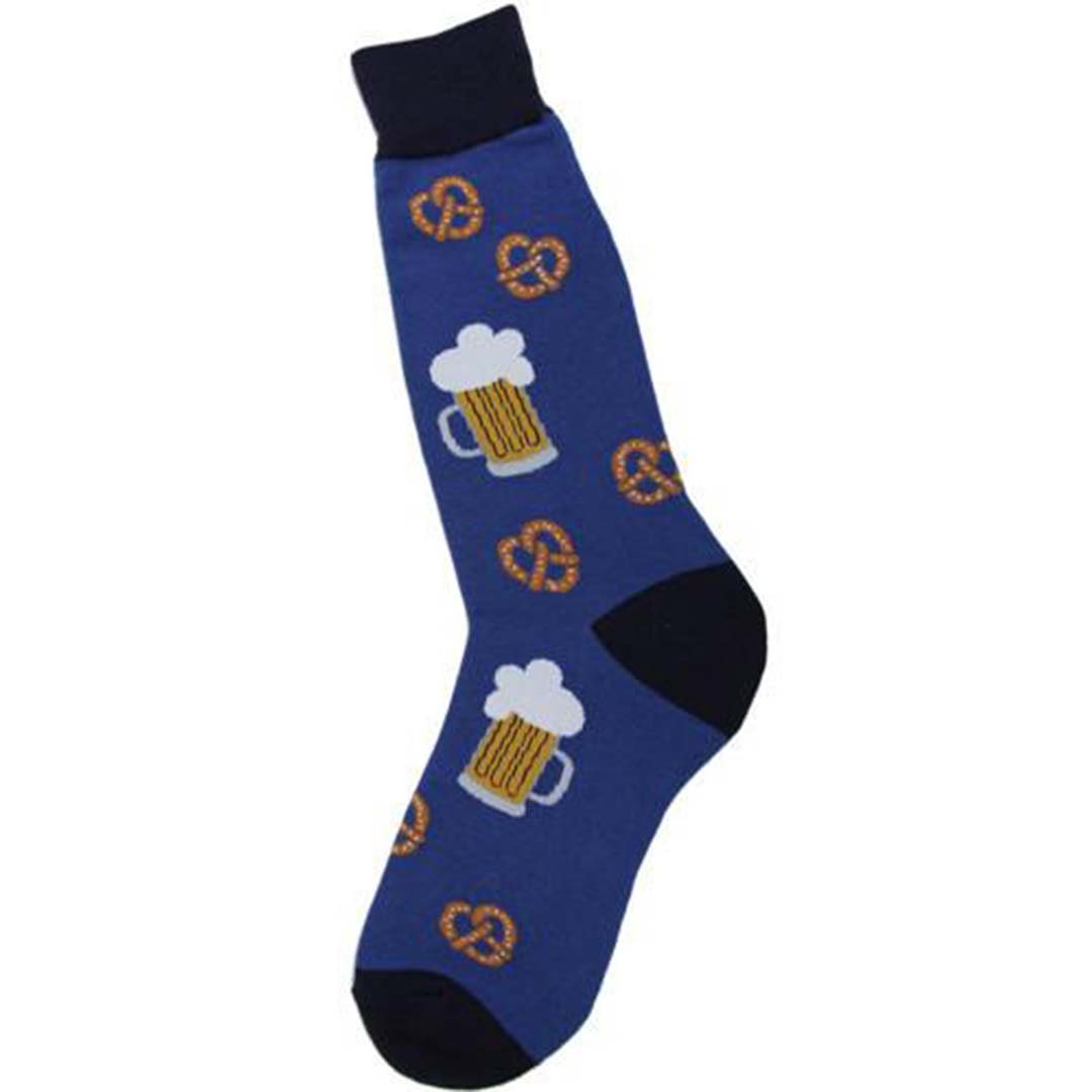 Beer and Pretzel Socks Men’s Crew Sock blue