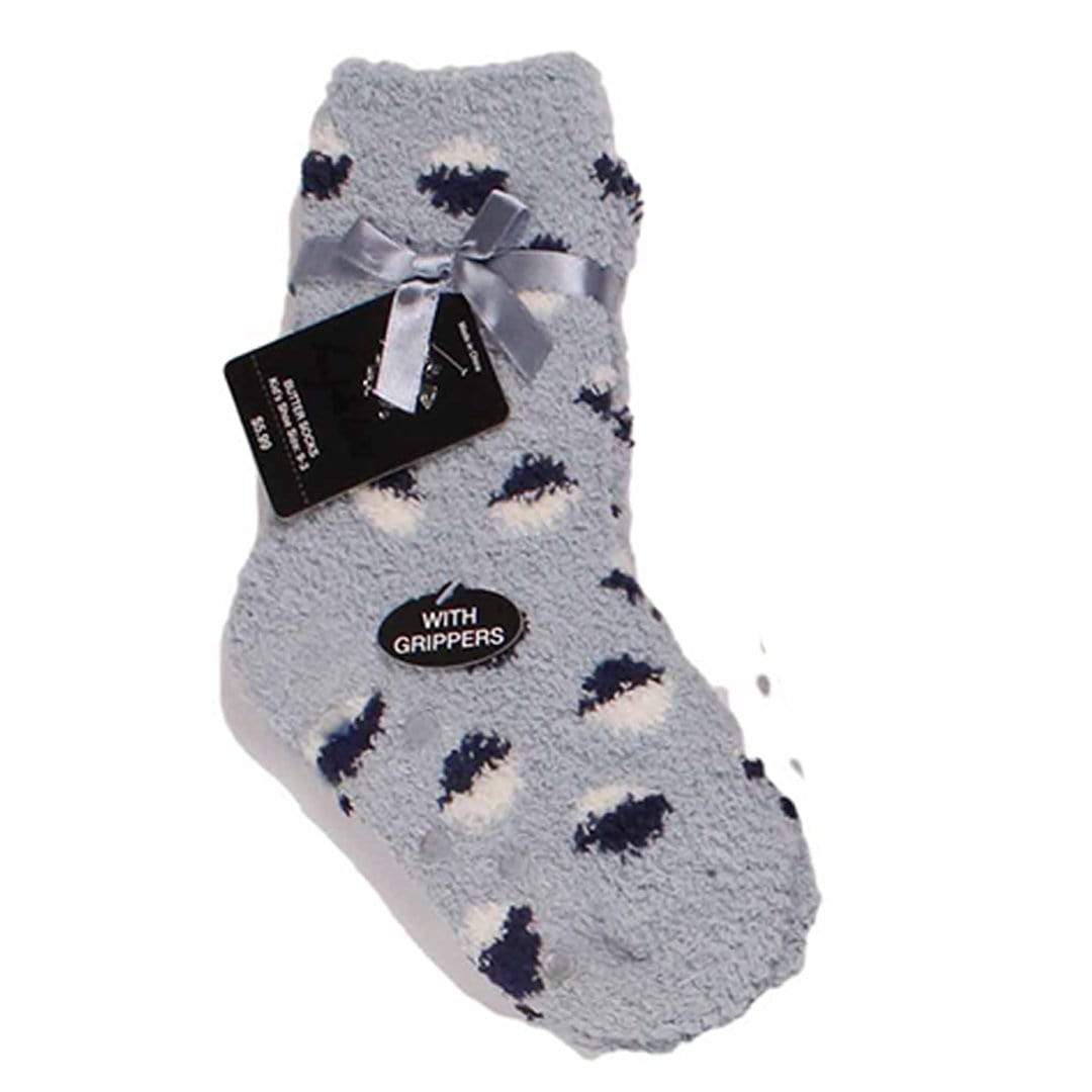 Dot Print Fuzzy Kids Socks Kids / Grey