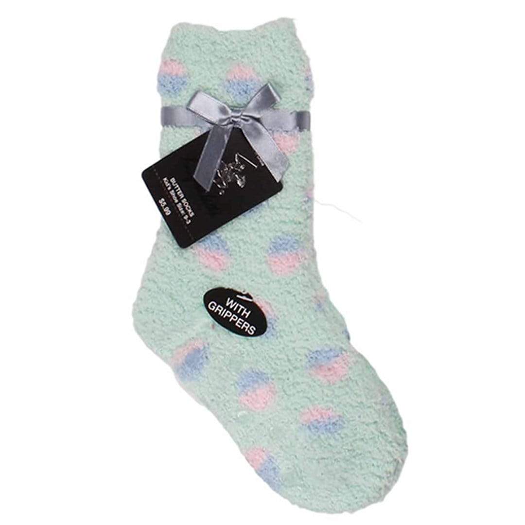 Dot Print Fuzzy Kids Socks Kids / Mint Green