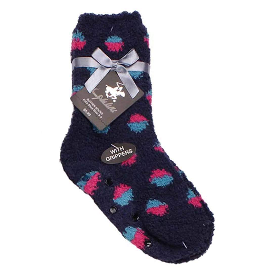 Dot Print Fuzzy Kids Socks Kids / Navy
