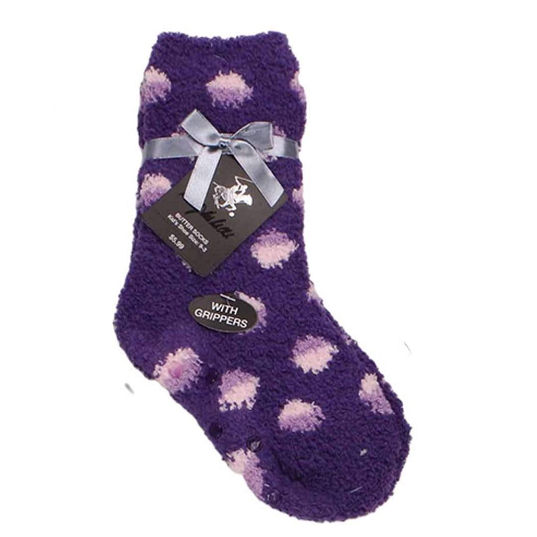 Dot Print Fuzzy Kids Socks Kids / Purple