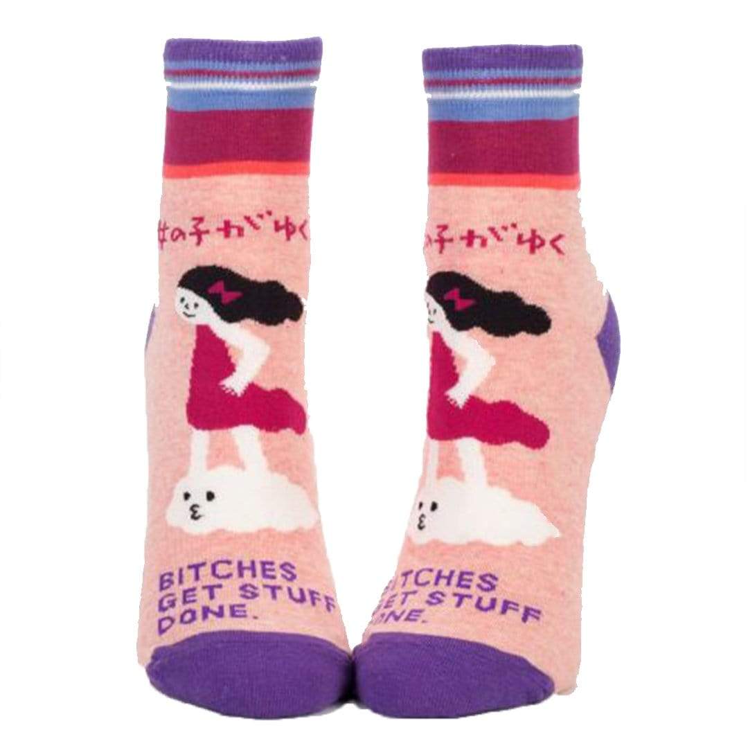 Bitches Get Stuff Done Socks Women&#39;s Ankle Sock pink