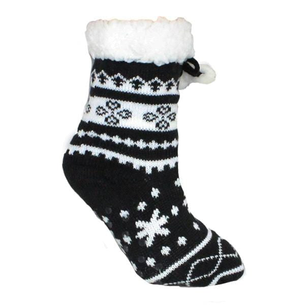 Children's Sherpa Christmas Slipper Socks Black