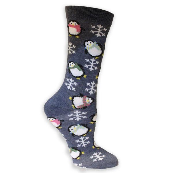 Christmas Penguins Women’s Holiday Sock Grey