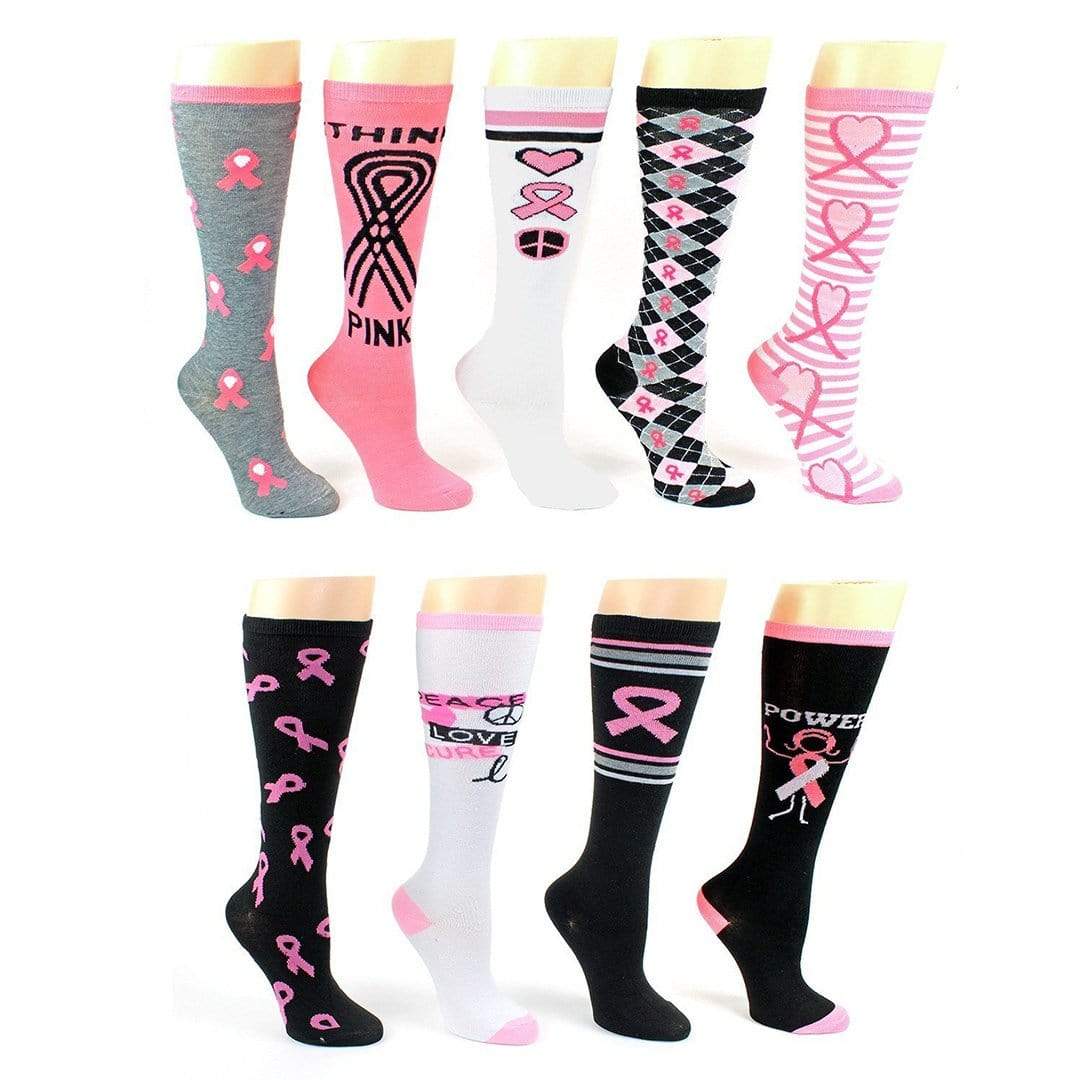 Breast Cancer Awareness Socks Women&#39;s Knee High Socks