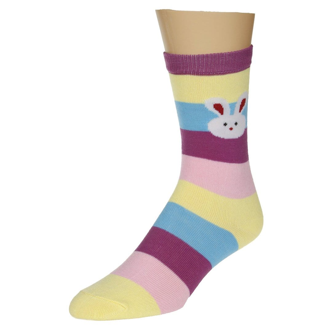 Bunny Socks with Wide Stripes Women&#39;s Crew Sock Multi