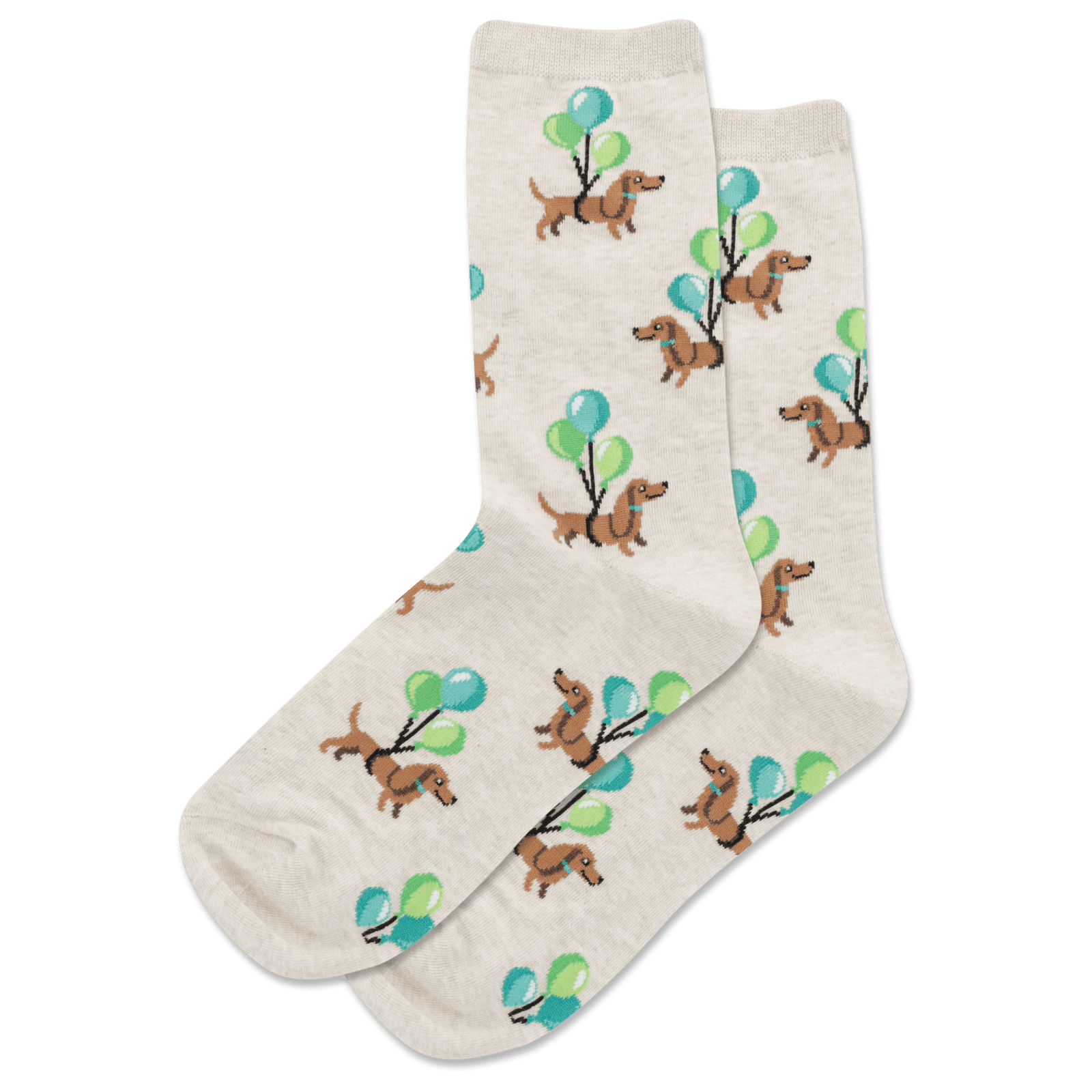 Balloon Dachshund Women's Crew Socks Tan