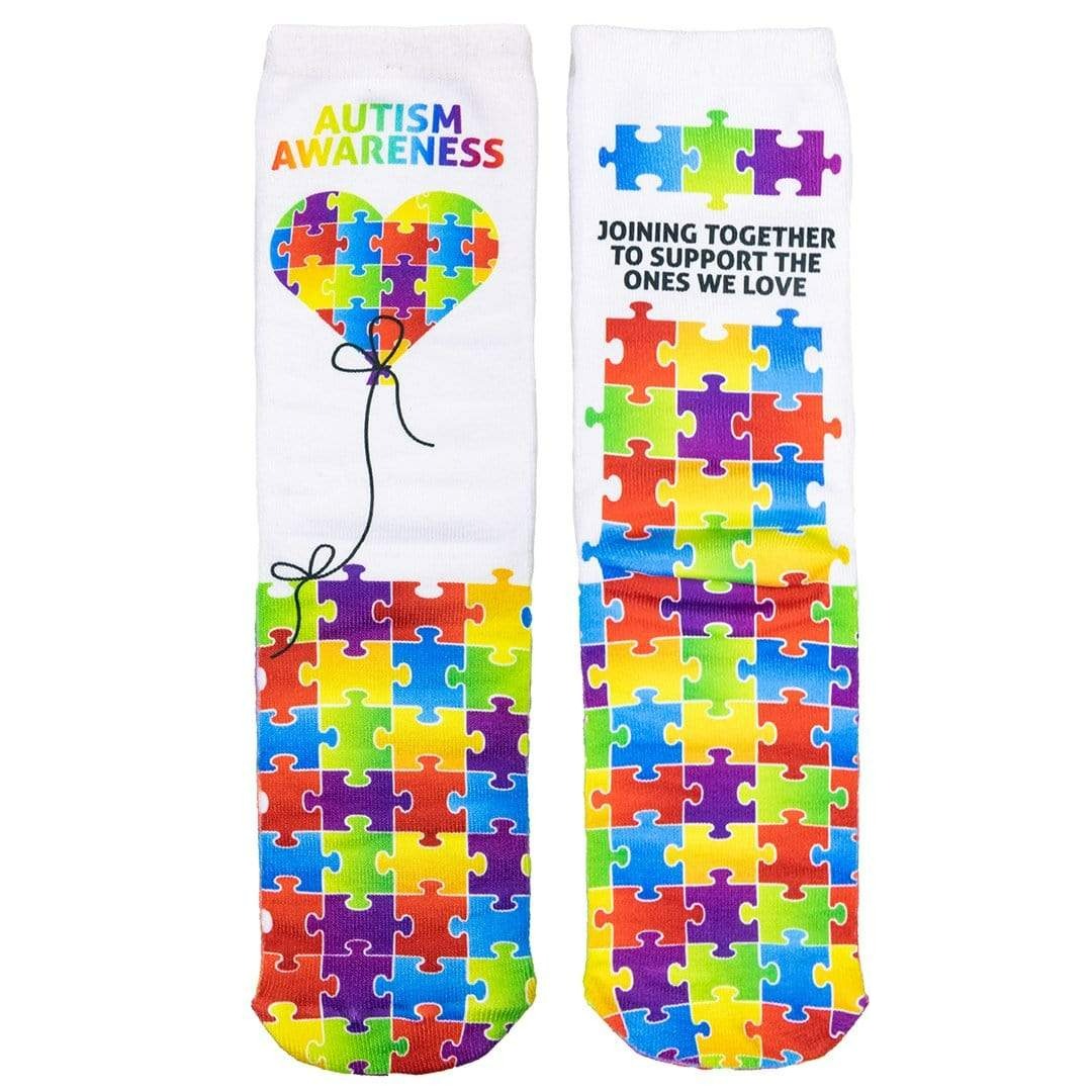 Autism Awareness Heart Balloon Unisex Crew Socks OSFM / Multi
