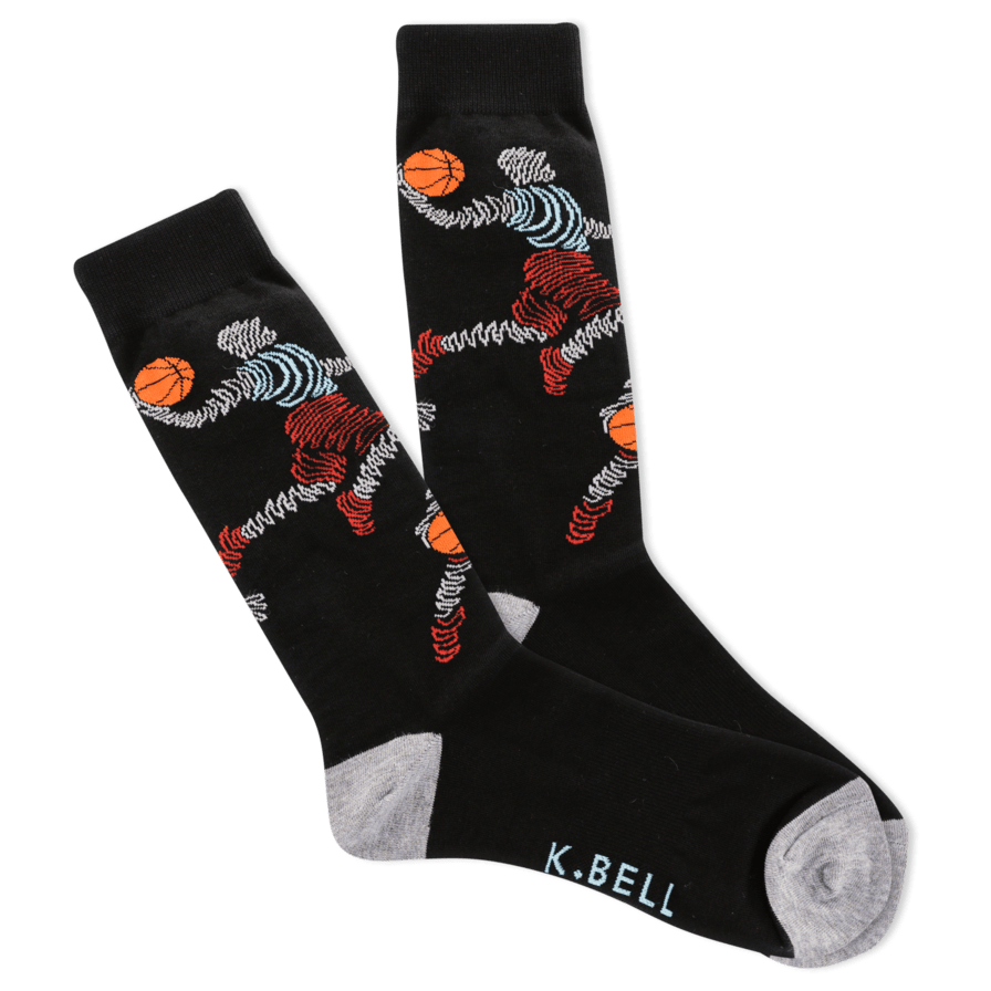 Basketball Zigzag Men&#39;s Crew Sock Black