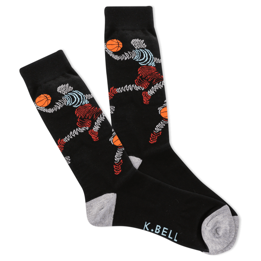 Basketball Zigzag Men's Crew Sock Black