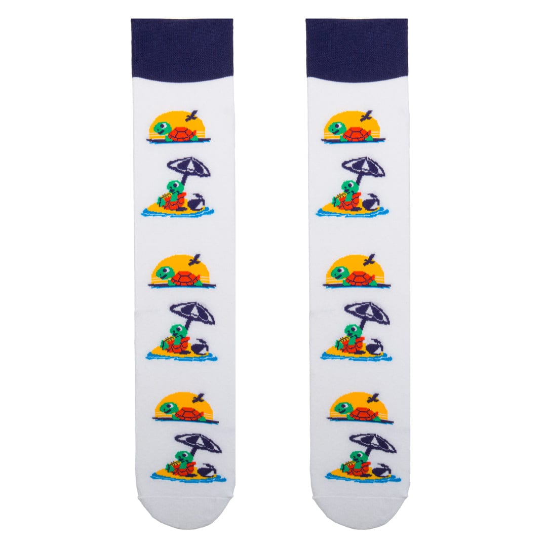 Beach Turtle Socks Crew Sock White / Men's