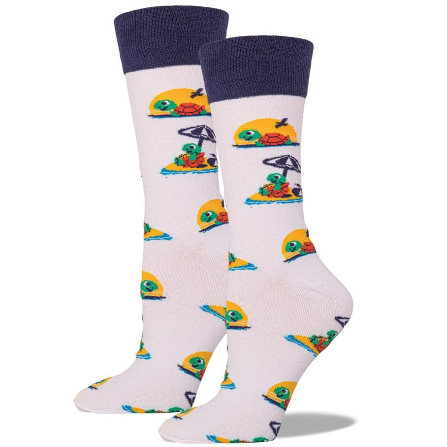 Beach Turtle Socks Crew Sock White / Women&#39;s