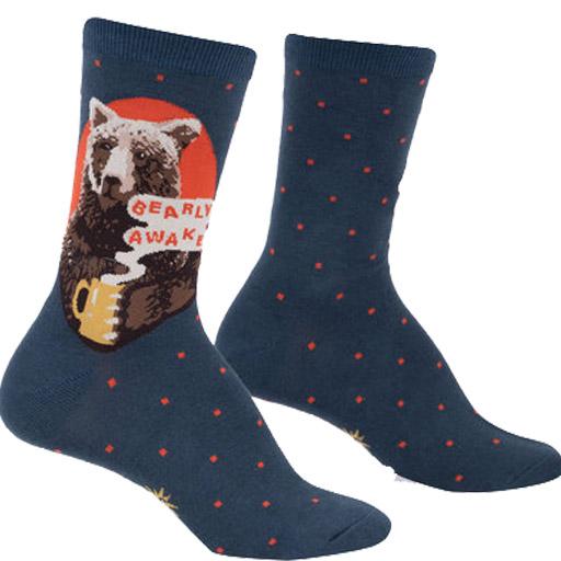 Bearly Awake Men's Crew Sock Blue